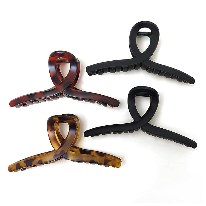 Nalodu 5 Inch Hair Claw Clips Extra Large No Slip Big Matte XL Clip for Thick Curly Long Hair Women, 4 Pack
