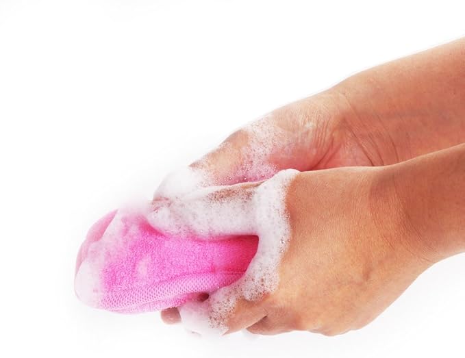 BabaMate Baby Bath Sponge - Ultra Soft Baby Sponge for Bathing - Kids Bath Sponges for Infants, Toddler Bath Time, 2 Count (1 Pack) - Pink Violet