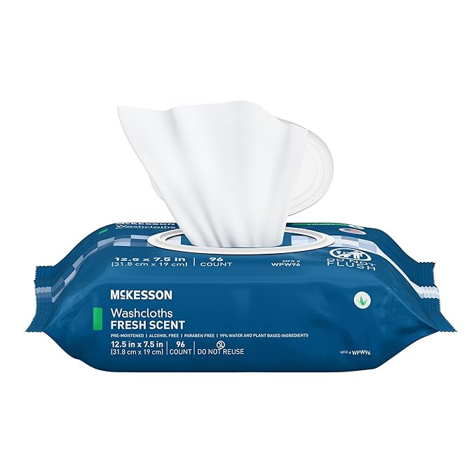 McKesson Washcloth Wipes, Scented, Adult Wet Wipes, 3 Pack, 288 Washcloths