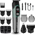 Beard Trimmer for Men, Hair Clippers for Men 5 in 1 Grooming Shaving Kit for Face, Mustache, Body, Ear, Nose, Waterproof Cordless Barber Clippers for Hair Cutting 822 Cyan