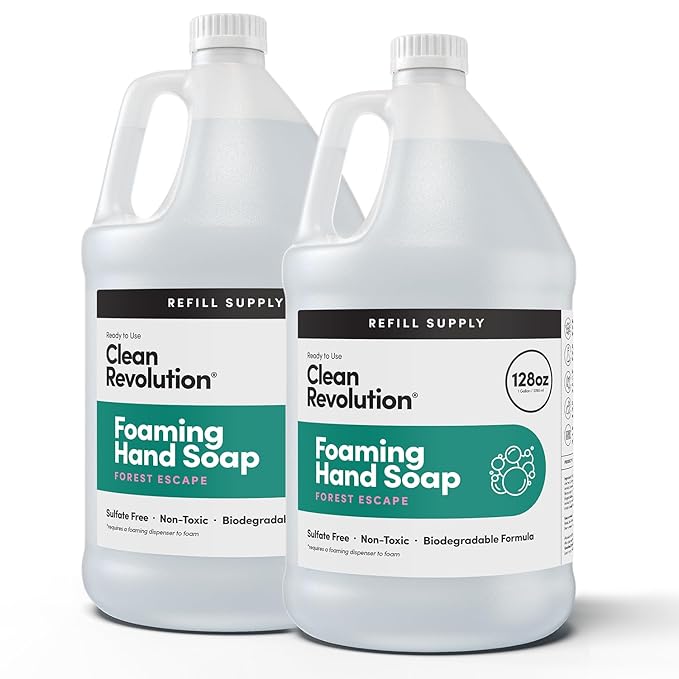 Clean Revolution Foaming Hand Soap Refill with Real Essential Oils, Moisturizing Sulfate-Free Hand Soap, Ready-to-Use Foam Soap Refill for Kitchen & Bathroom (Geranium Mint) 14 oz