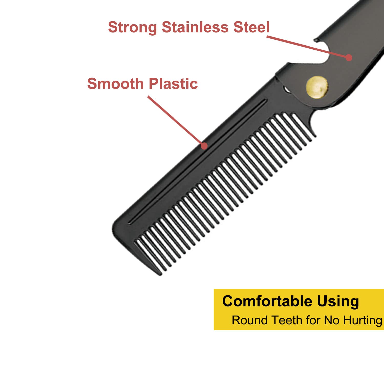 Avenoir Stainless Steel Folding Pocket Comb, Black
