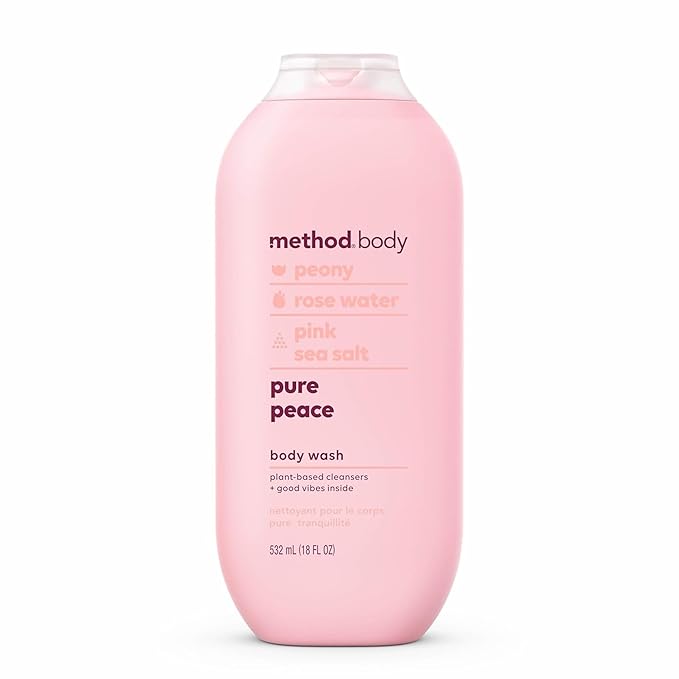 method Body Wash, Pure Peace - Leaves Skin Feeling Soft & Moisturized, Made Without Parabens, Notes of Peony, Rose Water & Pink Sea Salt, 18 fl oz