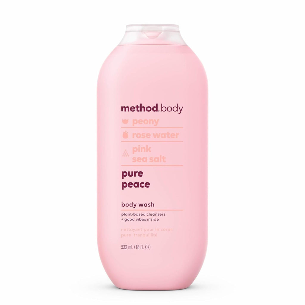 method Body Wash, Pure Peace - Leaves Skin Feeling Soft & Moisturized, Made Without Parabens, Notes of Peony, Rose Water & Pink Sea Salt, 18 fl oz