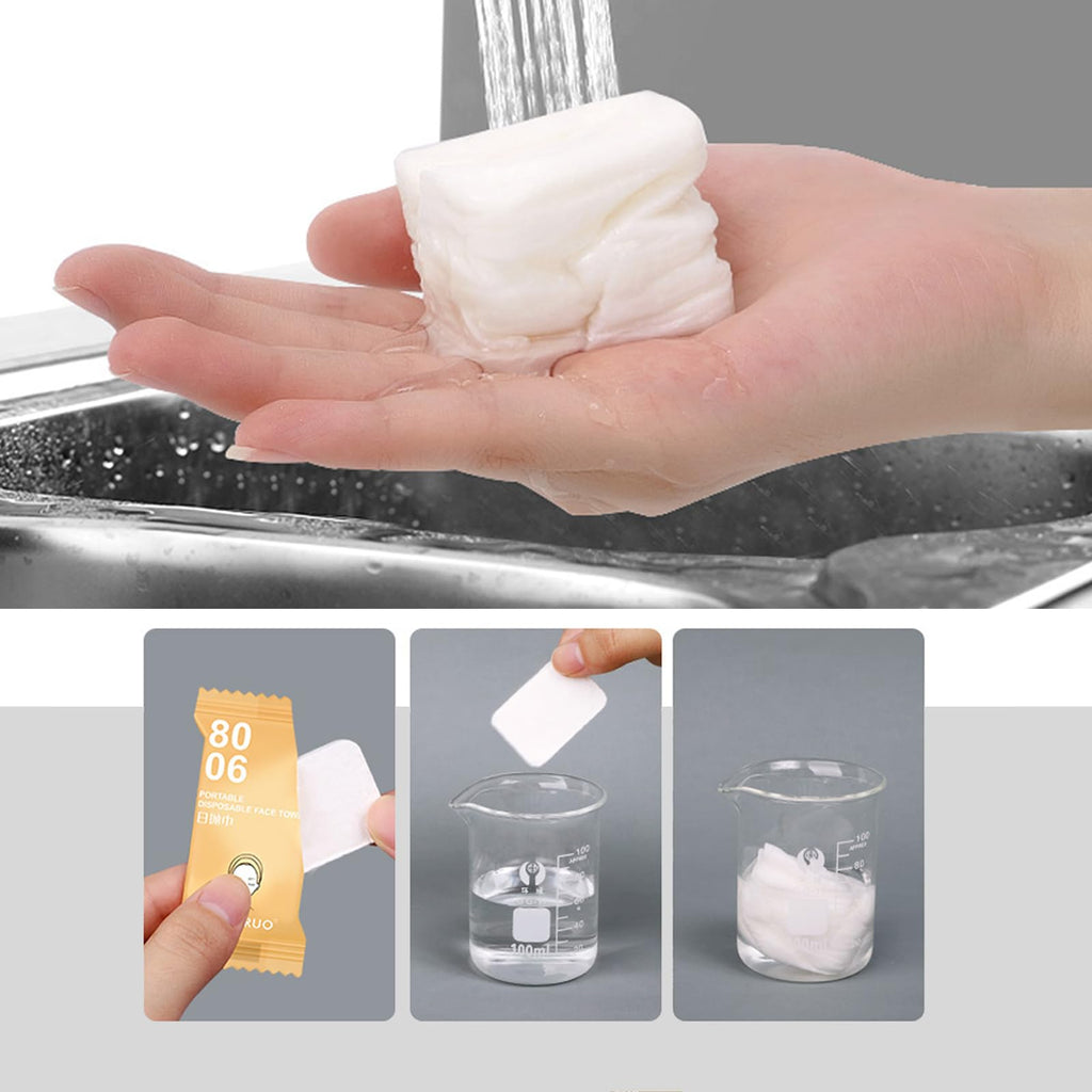 20 pcs Compressed Towels for Travel, HOMIOVE Portable Thick Disposable Compressed Face Washcloths, Large Camping Cotton Soft Reusable Compression Towels for Home Hotel Guests Salon Outdoor Activities