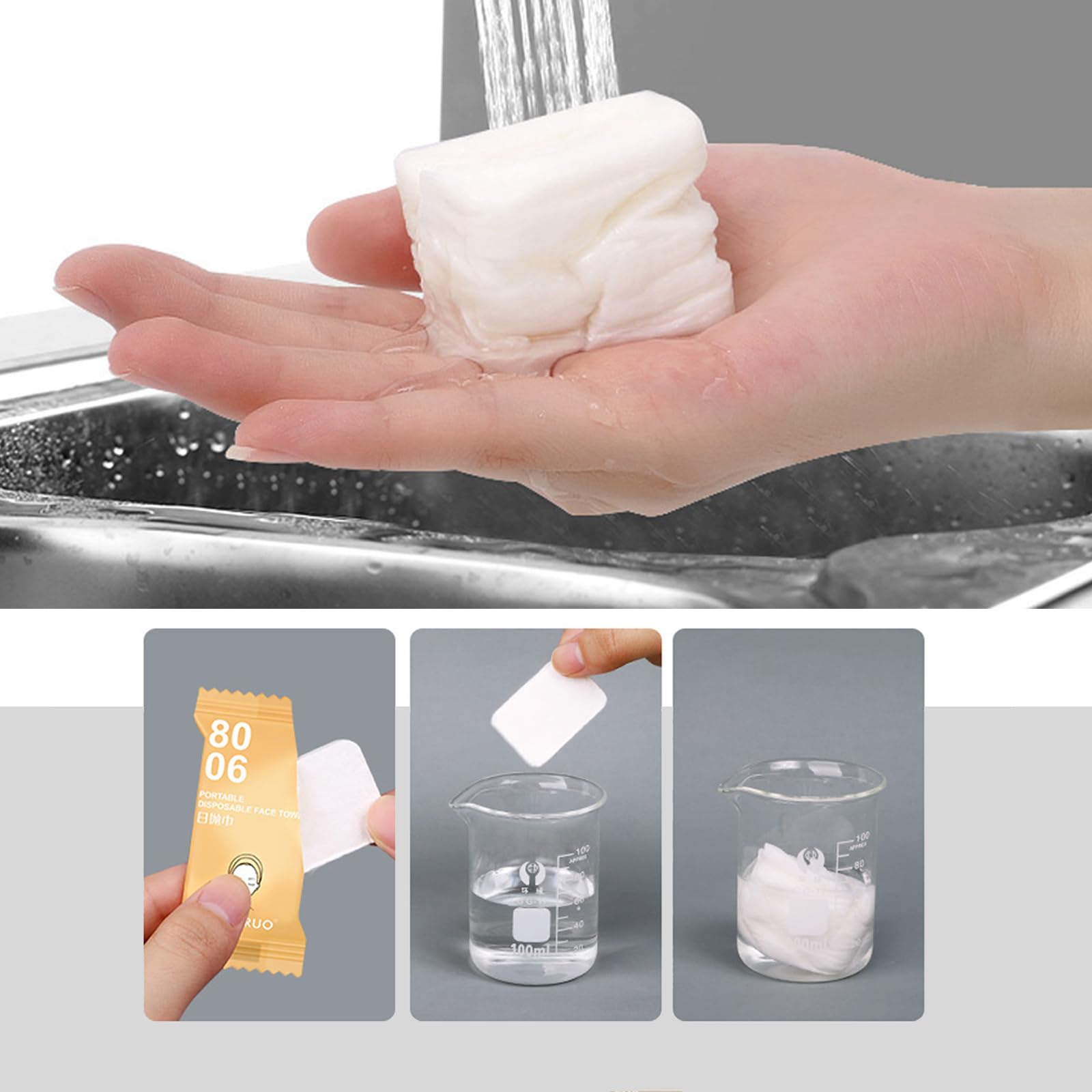 20 pcs Compressed Towels for Travel, HOMIOVE Portable Thick Disposable Compressed Face Washcloths, Large Camping Cotton Soft Reusable Compression Towels for Home Hotel Guests Salon Outdoor Activities