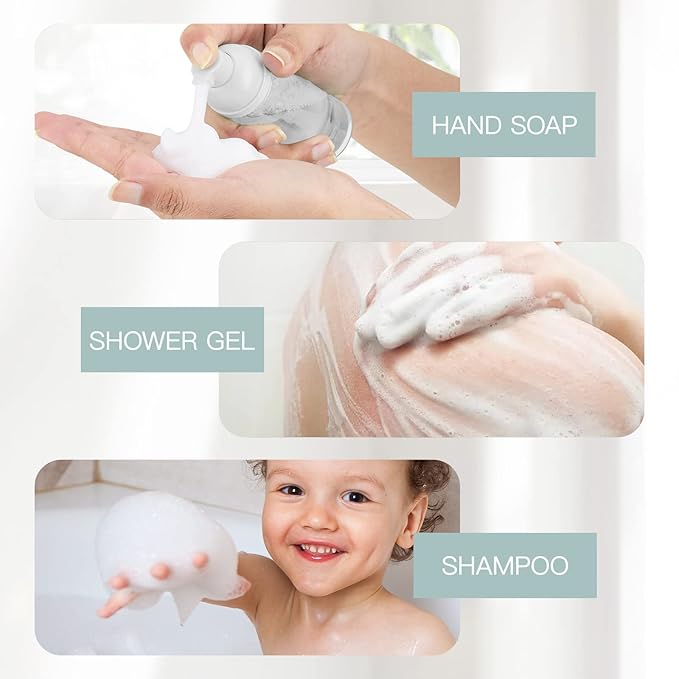 Owlyee Travel Foam Pump Bottle - 2oz Small Size Foaming Hand Soap Dispenser - Mini Portable Mousse Lash Shampoo Kit Container for Hair - Empty Leak Proof Plastic Clear Foamer 30Pack
