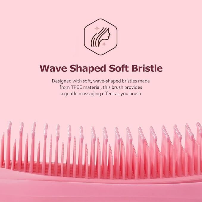 SHINLEA Detangler Brush for Curly Hair, No Tangle Wet Dry Hair Brush for Women, Anti Breakage Detangling Hairbrush for Wavy Thick Thin Hair, Lightweight Travel Pink