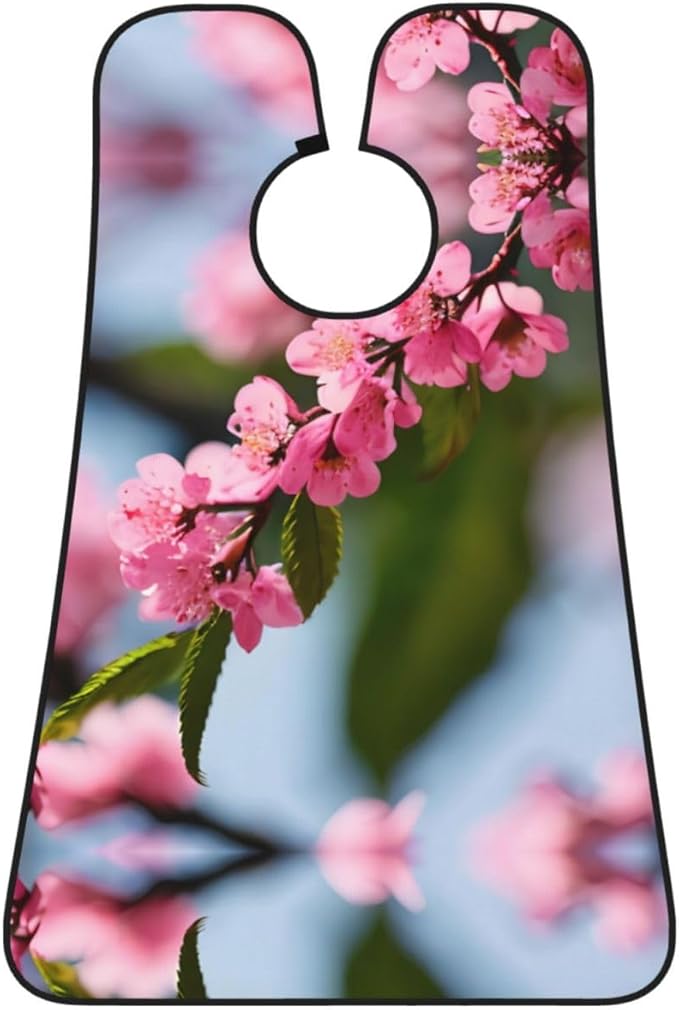 Pinks Cherry Blossoms Print Beard Bib Shaving Apron, Beard Hair Trimming Cape Gift For Dad