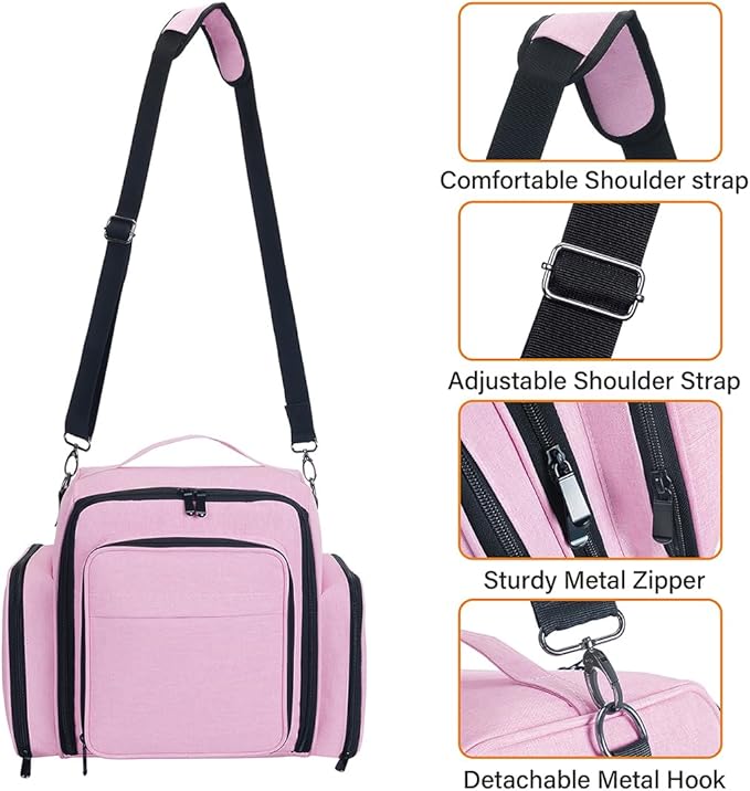 UOZL Nail Polish Organizer Case Hold 60 Bottles with 2 Detachable Bag,Pink