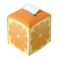 Cute Fruit Tissue Box Cover Funny Orange Citrus Square PU Leather Waterproof Tissue Box Holder for Bathroom Kitchen Bedroom Vanity Countertop Night Stands
