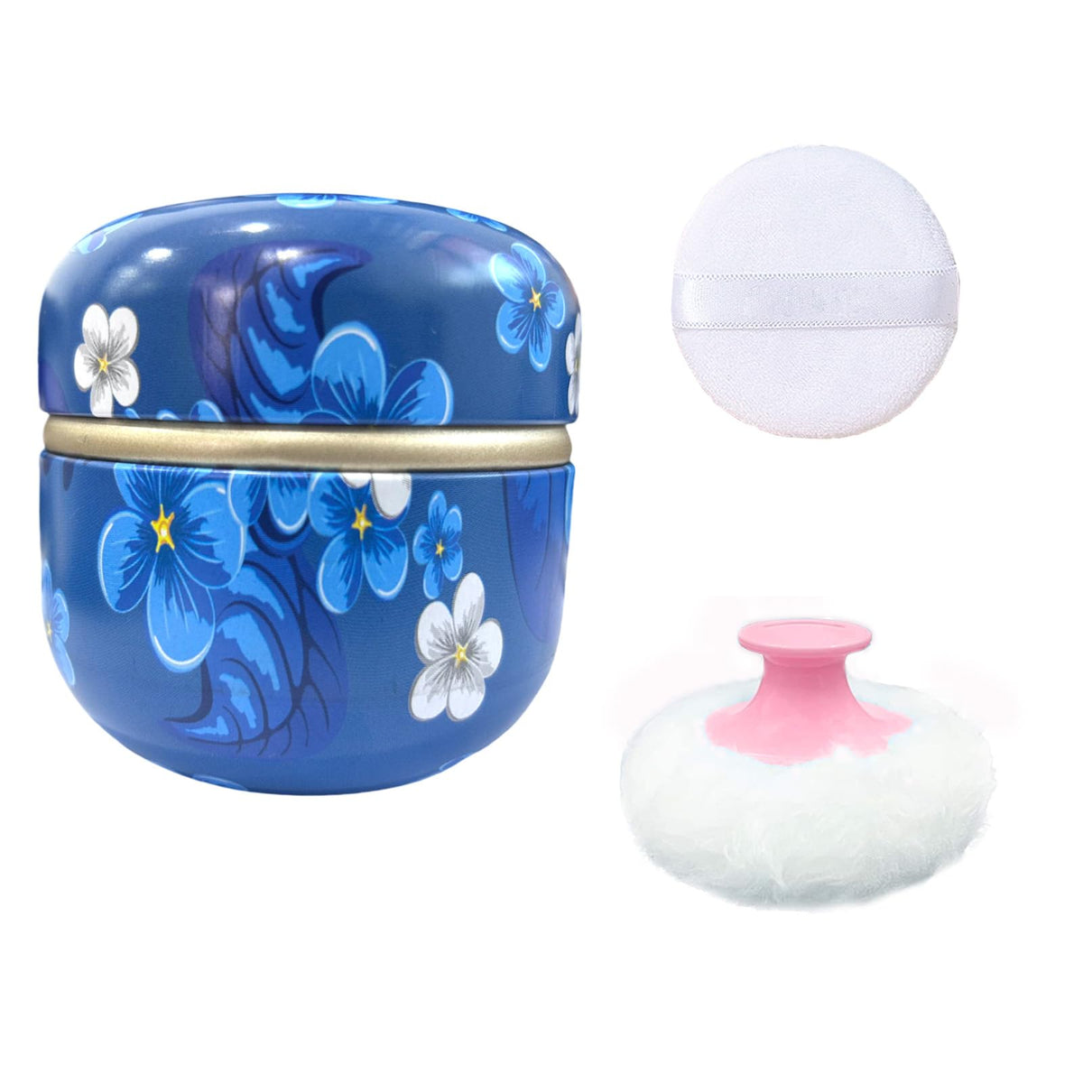 Qopoto Body Powder Puff and Container for Dusting Powder, Women Powder Puff and Powder Case for Bath and Travel (Sakura)
