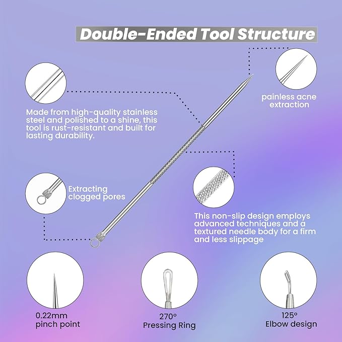 Acne Needle Blackhead Remover Pimple Blemish Comedone Extractor Tweezer Tool Kit