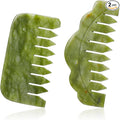 Geiserailie 2 Pcs Jade Combs Esthetician Supplies Massage Stone Hair Gua Sha Scraping Scalp Comb Facial Massage Tool Handheld Head Tools Head Caring Therapy Mother's Day for Women(Stylish Style)