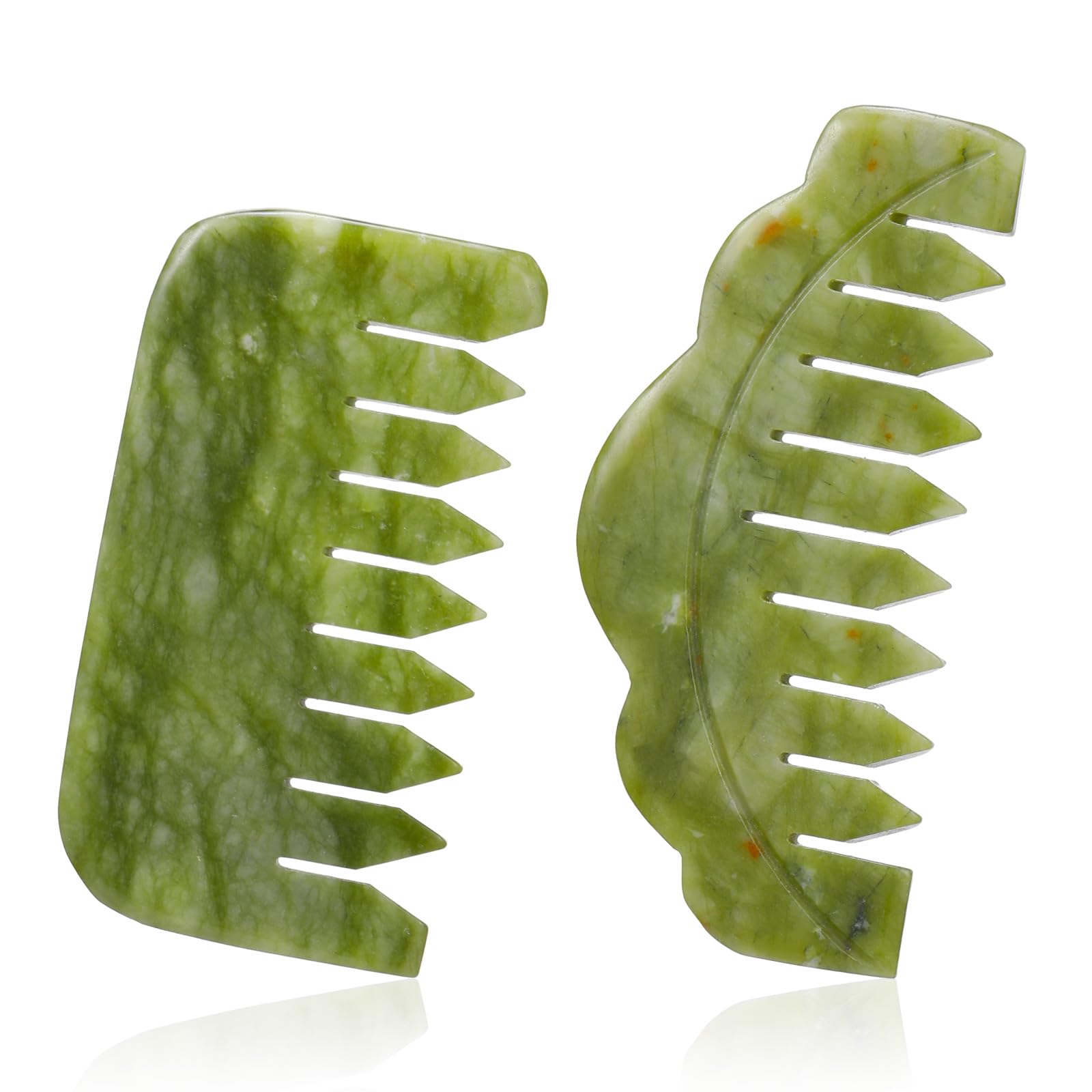 Geiserailie 2 Pcs Jade Combs Gua Sha Esthetician Supplies,Stylish Style