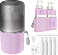 AnOis7ter 4 in 1 Travel Dispenser Bottle, TSA Approved Refillable Shampoo and Conditioner Bottles Set with Suction Cup for Smooth Walls, Travel Size Toiletries Container for Body Wash/Lotion.(Pink)