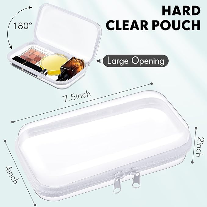 Sanwuta 10 Pcs Hard Zipper Case Clear Hard Pouches Plastic Zipper Pencil Portable Box Toy Storage Bins Plastic Container for Travel Toiletry Office Cosmetic Block Puzzle Organizer (S,Clear)