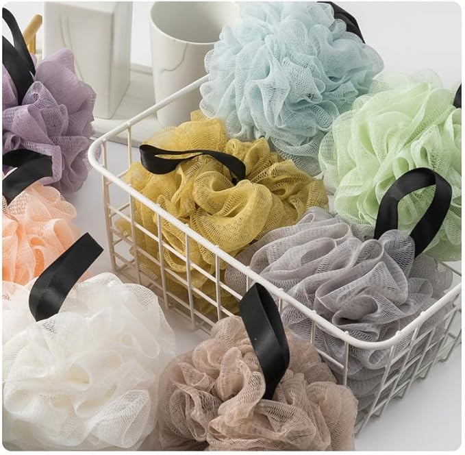 Loofah Sponges for Shower,Popular Mix Plus 6 Pack - Black, Gray, Sky Blue, Pink, Purple & Light Green