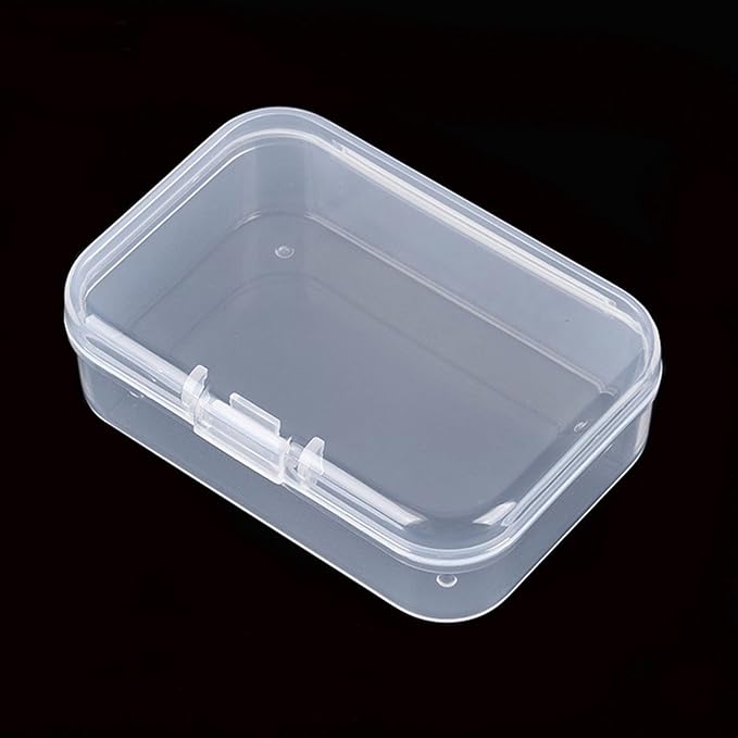 100 Pack Rectangular Mini Clear Plastic Storage Containers Box with Hinged Lid for Beads and Other Small Craft Items (2.56 x 1.77 x 0.79 inch)