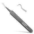 Blackhead Tweezer - Professional Curved Steel Tip Surgical Comedone & Splinter Extractor. Ideal Blemish & Acne Remover Tool Means Flawless Facial Skin (Black)