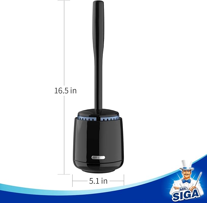 MR.SIGA Toilet Bowl Brush and Holder, Sturdy Long Handle, Black, 1 Pack