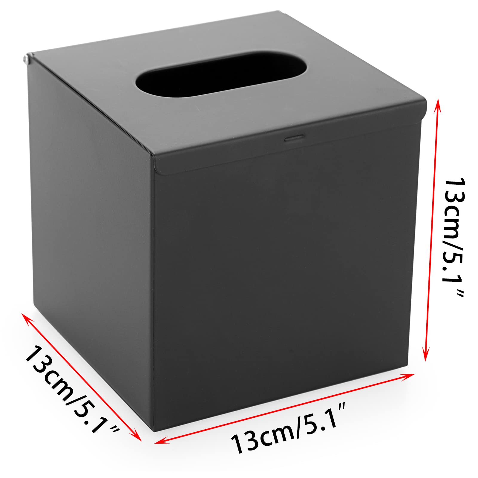 Sumnacon Square Tissue Box Cover - Stylish Cube Stainless Steel Tissue Box Holder, Modern Metal Facial Tissue Holder for Dresser Table Night Stand Bathroom Vanity Home Office Bar Wall Decor, Black
