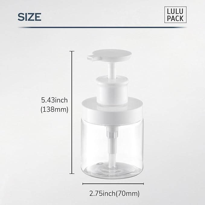 Lulupack Pump Bottle Dispenser for Soap - 8 oz Plastic Empty Container for Shampoo and Conditioner - Refillable Lotion Jar for Shower, Hand Soap - Wide Mouth Wash Bottle for Bathroom 250ml Clear 2PCS