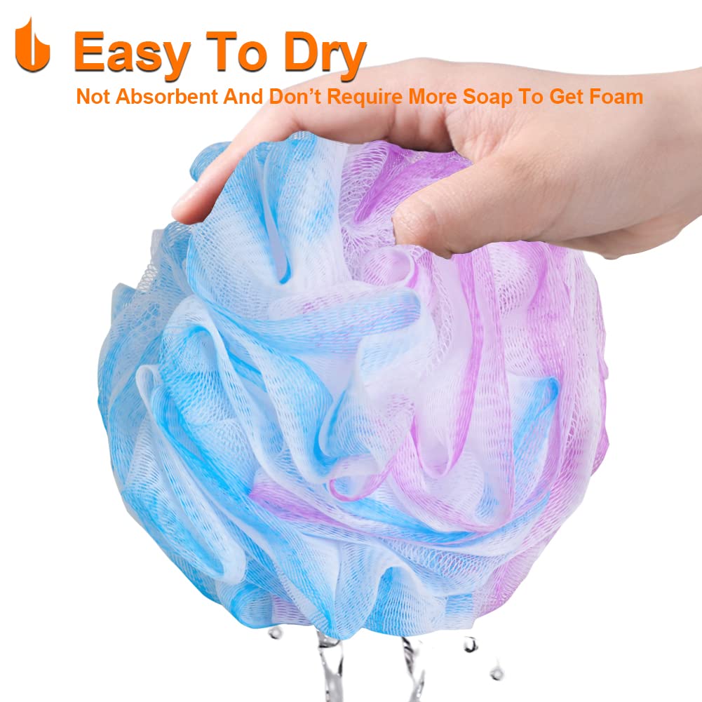 Urbanstrive Shower Bath Sponge XL 75g Soft Shower Loofahs Balls for Body Wash Men Women Bathroom Accessories, 1 Pack, Blue-Purple