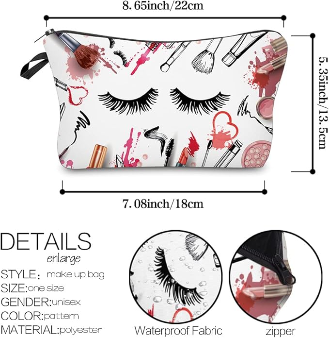 Deanfun Makeup Case Small, Cosmetic Zipper Bag Waterproof for Purse Mini, Women Cute Traveling Accessories Pouch for Ladies Thanksgiving Gifts(D2-55243)