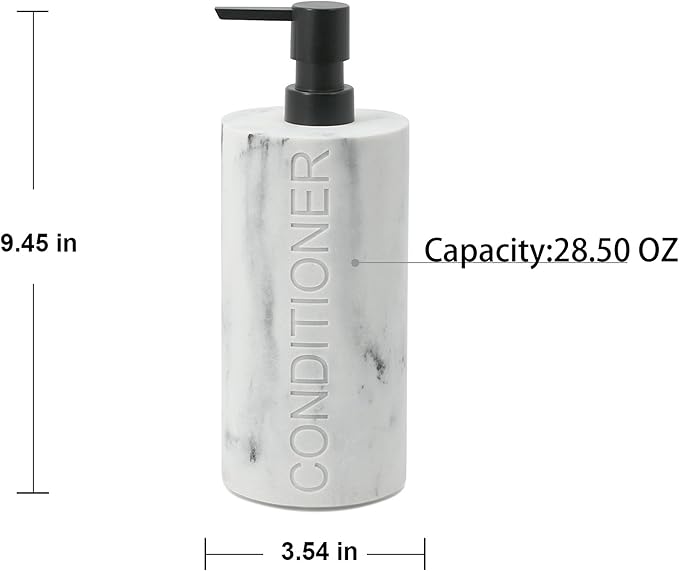 Indecor Home Conditioner Dispenser Luxurious Refillable Pump Bottle with Embossed Text, Durable Construction for Bathroom and Kitchen