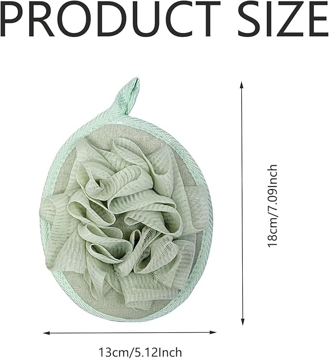 3 Pcs Bath Shower Loofah Sponge Pouf Body Scrubber Bath Scrunchies Body Wash Sponge (Beige,Green,Purple)