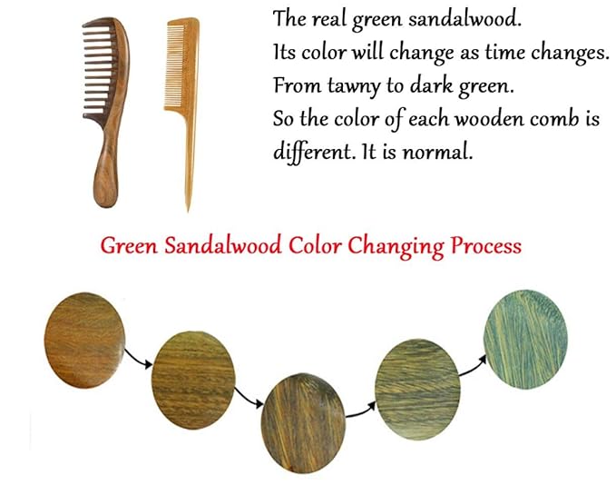 Louise Maelys 2 Pack Wooden Hair Combs, Wide Tooth And Tail Comb