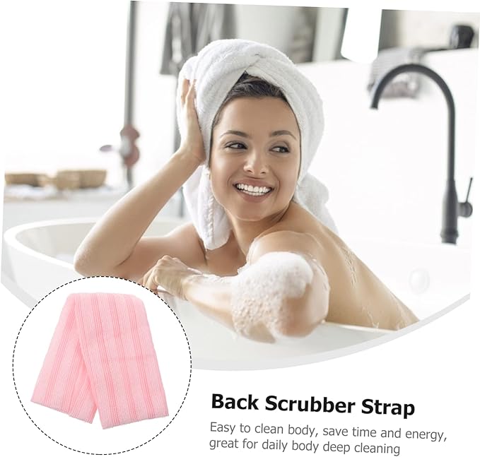 Ipetboom Portable Exfoliating Back Scrubber Strap Dual-Sided Bath Wash Cloth for Deep Cleansing and Relaxation Eco-Friendly Material Travel-Friendly Design for Home Use Go Bathing