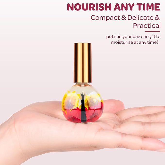 Cuticle Oil, Cherry Cuticle Nail Oil Infused with Real Flowers 15ml