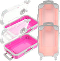 SEWACC 4pcs Simulation Suitcase Makeup Box, Portable False Eyelashes Storage Box, Travel Makeup Carrying Case, Pink & Rose Red, 6.49 x 3.34 x 1.96 Inch