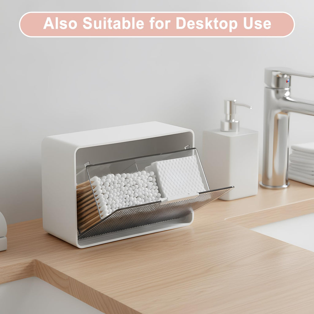 Wall Mount Qtip Holder No Drilling, Cotton Swabs Holder for Bathroom