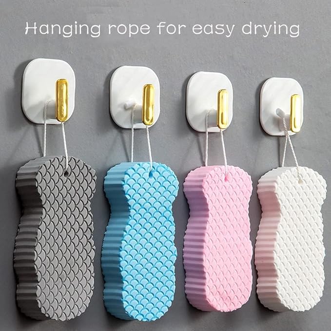 Magic Exfoliating Bath Sponge, Upgraded Magic Exfoliating Body Scrubber, 3D Super Soft Bath Shower Sponge for Body Removes Dead Skin (Upgraded Version 2PCS)