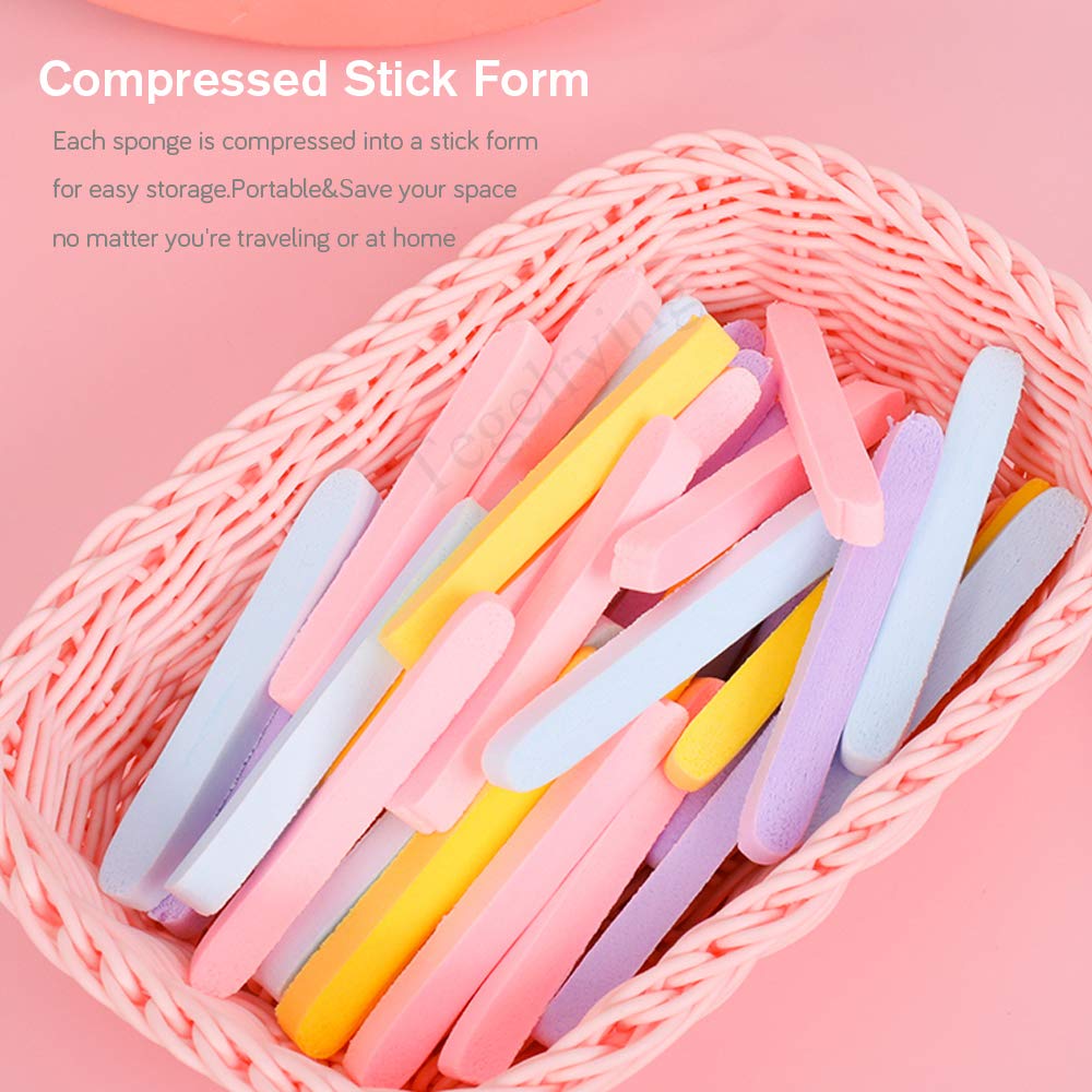Facial Sponge Compressed,240 Count PVA Professional Makeup Removal Wash Round Face Sponge Pads Exfoliating Cleansing for Women,Yellow,Pink,Purple,Blue