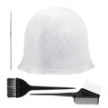 Self-Punching Silicone Highlight Cap for Hair 4pcs Silicone Professional Reusable Hairdressing Dyeing Staining Tools for Bleach, Includes Dye Brush Single-Sided Brushes & Double-Sided Brush