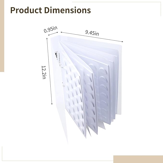 70 Pairs Eyelash Storage Book with Clip, False Eyelashes Organizer Case, Lash Holder Album with 5 Trays & Dividers, Portable Eyelash Display Card, 12.2 x 9.4 x 0.9 in