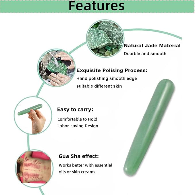 TOP SEWING Gua Sha Massage Tools Jade Manual Stick Deep Tissue Natural Facial Tool for Full Body Meridian Pain Relief