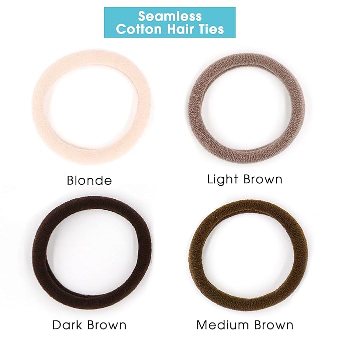 HOYOLS Hair Ties for Thick Heavy Hair, Seamless Ponytail Holders 100 pcs