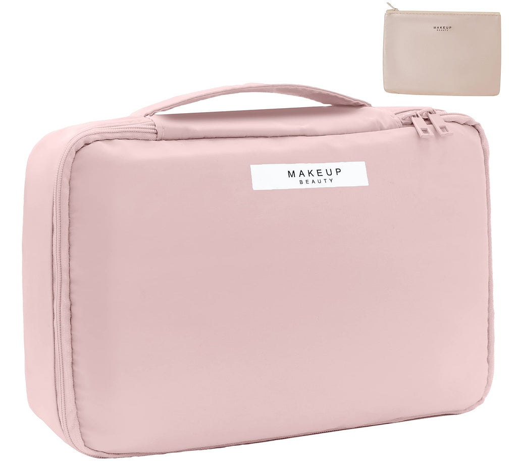 Queboom Travel Makeup Bag Cosmetic Bag Makeup Bag Toiletry bag for women and men(Pink)