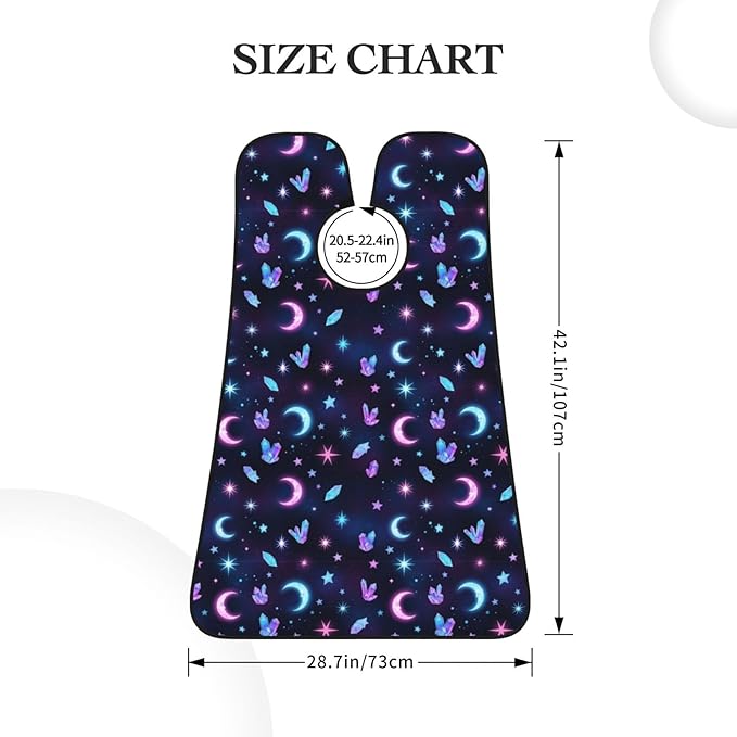 Stretchable Beard Cape, Non-Stick Hair Catcher for Trimming, Waterproof Grooming Apron, Trippy Purple Goth Moon Crystals Black Sky