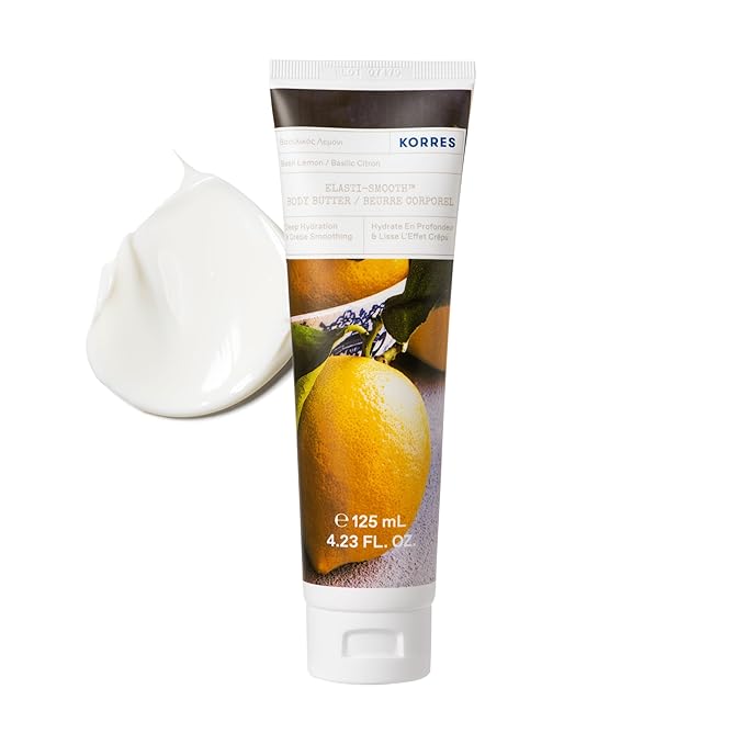 KORRES Elasti-Smooth Basil Lemon Body Butter, 4.23 fl oz
