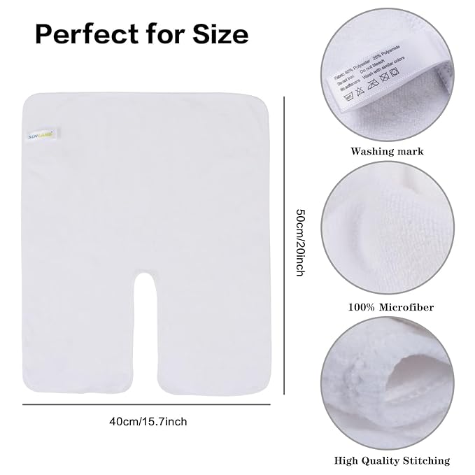 SINLAND Microfiber Esthetician Towels for Facials Mask Removing Face Wrap Soft Facial Cloth with Split Design Spa Towels for Facial Steam Massage and Cleansing 20x15.7inch