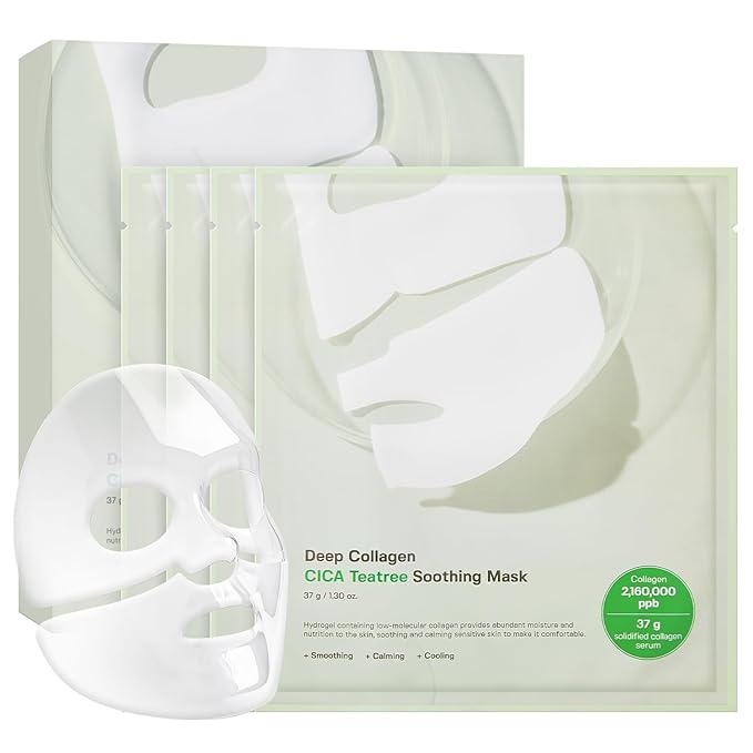 SUNGBOON EDITOR Deep Collagen CICA Tea Tree Overnight Mask, Acne Mask for Redness & Soothing, 2,160,000PPB Collagen + Tea Tree + Centella, Korean Skincare, 4ea, Gifts for Women