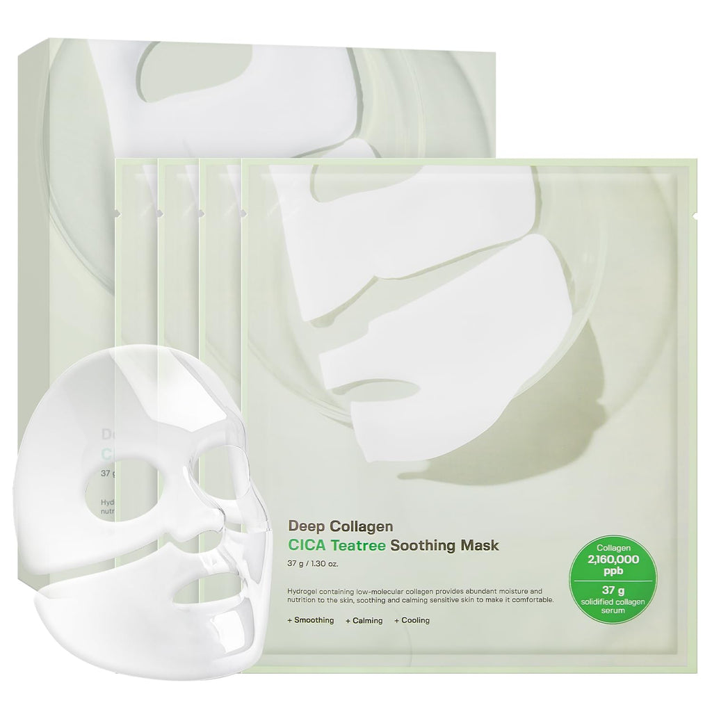 SUNGBOON EDITOR Deep Collagen CICA Tea Tree Overnight Mask, Acne Mask for Redness & Soothing, 2,160,000PPB Collagen + Tea Tree + Centella, Korean Skincare, 4ea, Gifts for Women
