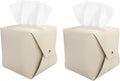 Frayot 2Pack Tissue Box Cover Square, Faux Leather Tissue Holder Organizer with Side Openings for Bathroom, Vanity, Tabletop, Office (Beige)