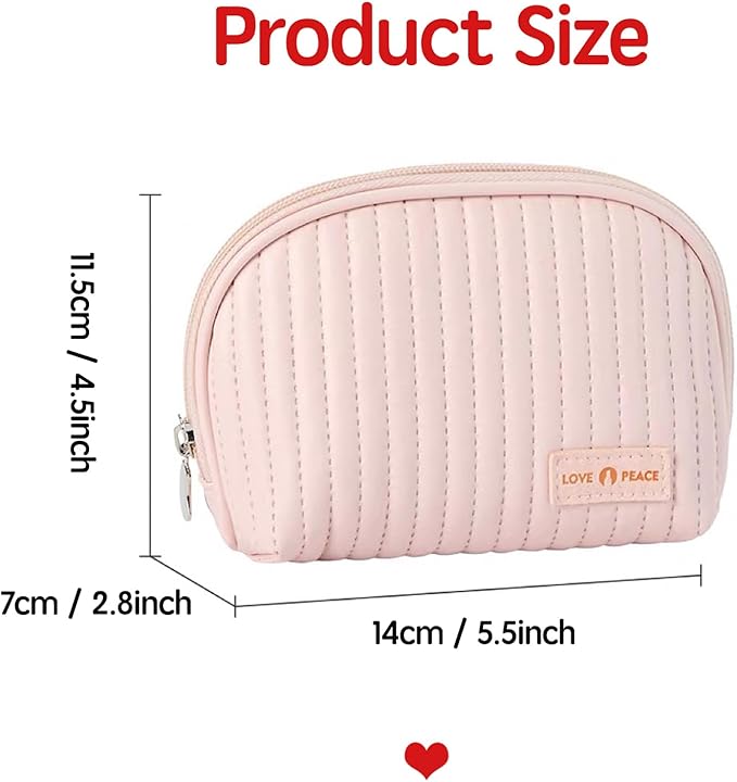 Duleylv Small Makeup Bag for Purse Mini Cosmetic Pouch Waterproof Makeup Organizer for Women Small Cosmetic Bag PU Leather Travel Makeup Bag Lipstick Bag with Zipper Pink
